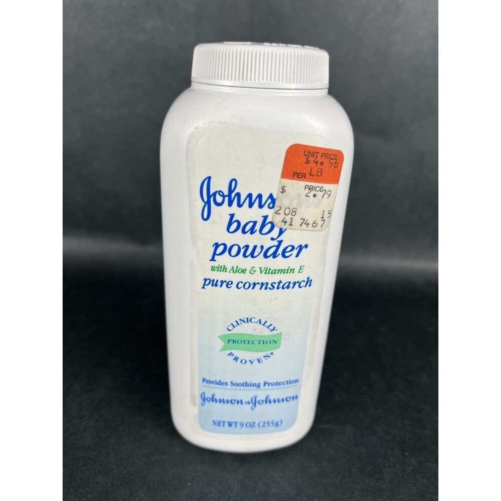 HTF VTG 1988 Johnson's Baby Powder 9oz Pure Cornstarch Aloe & Vit E MADE IN USA
